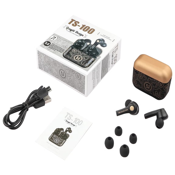 Matsuzay Auriculares inalámbricos Bluetooth 5,0 con caja de carga de micrófono, auriculares de juego para Samsung, auriculares deportivos para Cables de audio/vídeo Negro