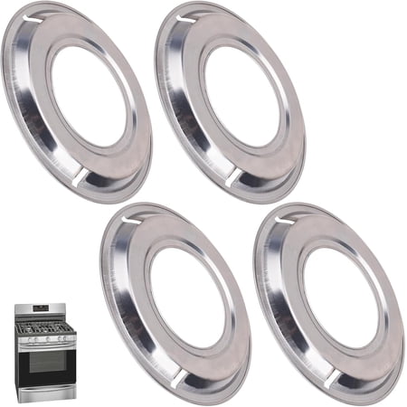 4 Pcs 5303131115 540T014P01 and RGP 300 Replacement Round Ran Gas Stove Drip Pans for Frigi-daire, Ap-pan Round Gas Pans, Each Drip Pan Has 3 Openings Replace 540T014P04, 540T014P05, AP2137021