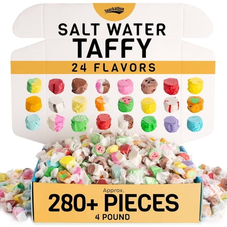 Snackathon Salt Water Taffy Assorted Mix, 24 Flavors, Individually Wrapped, 4 lb