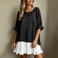 thumbnail image 5 of Yeaiivve Women's Beach Outfit 2 Piece Cotton Linen Long Sleeve Blouse Spaghetti Straps Ruffle Hem Mini Dress Lightweight Vacation Travel Set for Women Black,S, 5 of 8