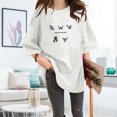 thumbnail image 4 of Camiseta de mujer estampada, manga corta, cuello redondo, camiseta holgada de verano, blanco, XXL kenally AP001204-32B, 4 of 7