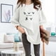 thumbnail image 4 of Camiseta de mujer estampada, manga corta, cuello redondo, camiseta holgada de verano, blanco, XXL seitruly AP001204-32B, 4 of 7
