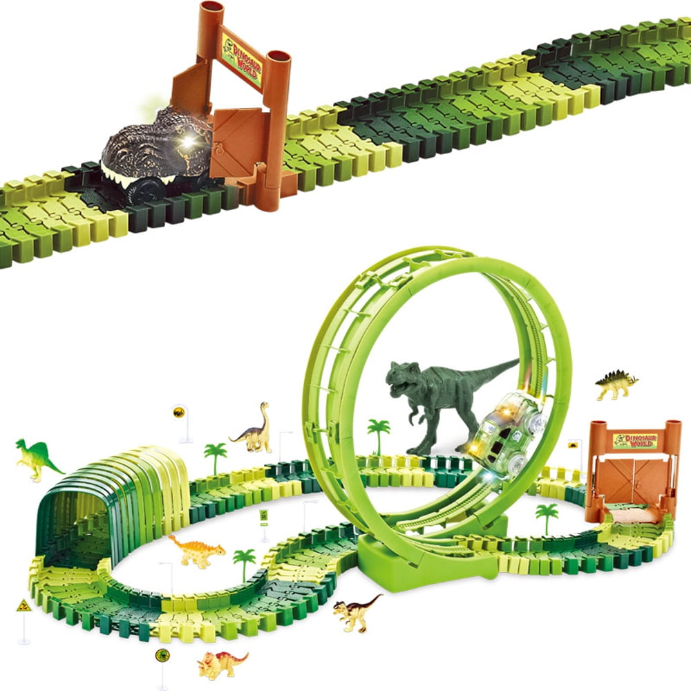 Dinosaur Track Easy Set up Vehicle Playset, Green, 96 Count