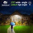 thumbnail image 3 of Intelamp Solar Motion Sensor Lights Outdoor, 3-Head LED Security Flood Light, 6000mAh 1200LM Dual PIR, IP65 Waterproof,, 3 of 9
