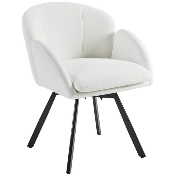 Renwick Flower Shaped Swivel Accent Chair with Removable Seat Cushion for Livingroom, White