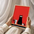 thumbnail image 6 of Black Cat Coffee Poster, Red Kitchen Wall Art, Funny Minimalist Cat Print, Moka, Matte Canvas Stretched, Posters for Room Bedroom Living Room Bathroom Wall Decor, Posters & Art Prints, Gift., 6 of 7