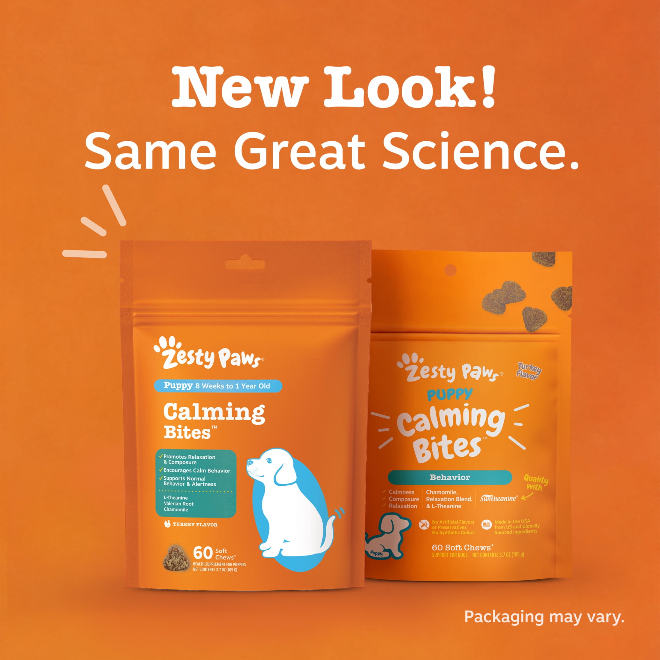 (6 pack) Zesty Paws Calming Bites for Puppies Turkey Flavor 60 Count Dog Supplement