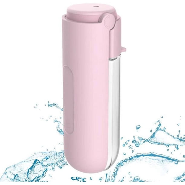 Botella de agua portátil para perros de 420 ml, botella para perros a prueba de fugas con fregadero giratorio para mascotas, dispensador de agua portátil, botella ligera para perros y gatos para