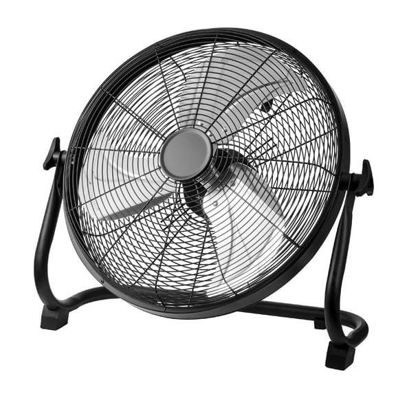 KFFKFF 16 in High Velocity Floor Fan, 3 Speed Heavy Duty Metal Fan with 360° Tilt for Warehouse, Workshop, Garage, Factory and Basement, Black