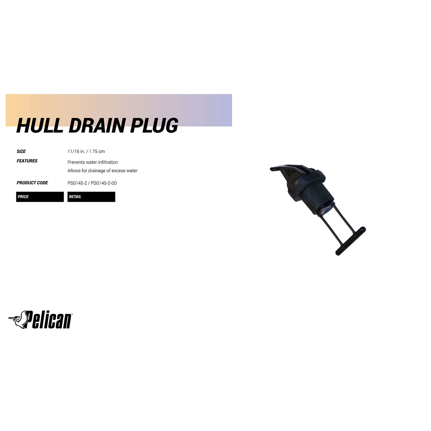 PELICAN DRAIN PLUG HULL 11/16IN
