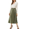 thumbnail image 3 of Allegra K Women's Elastic Waist Metallic Shiny Accordion Pleated Midi Skirt, 3 of 7