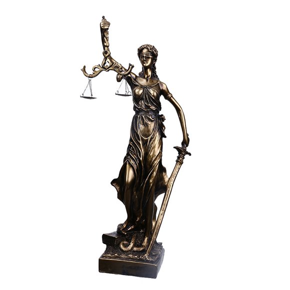 Escultura Lady Justice Themis de resina de 50 cm con escamas y espada
