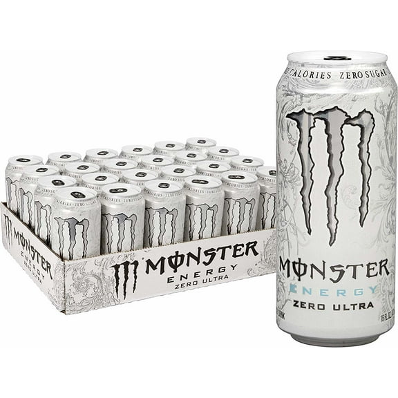 (24 Cans) Monster Zero Ultra, Sugar Free Energy Drink, 16 fl oz