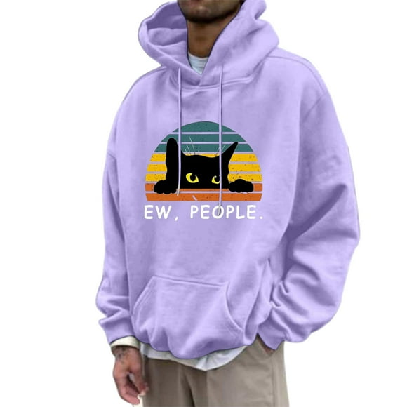 LUOGENLI Hoodies for Men Pack Heavyweight Pullover Hooded Sweatshirt with Front Pocket and Adjustable Drawstring for Casual Comfort Hoodies for Men Carhartt White Purple Size XL