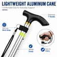 thumbnail image 6 of Folding Walking Cane with 6 Reflective Stickers, Adjustable Collapsible Aluminum Walking Stick for Men Women Seniors, Lightweight Travel Cane with T Handle, Wrist Strap, Non Slip Tip, Silver, 6 of 9