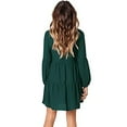 thumbnail image 4 of Floenr Womens Plus Size Maxi Dresses,Fashion Solid Color V-Neck Long Puff Sleeve Summer Dresses,Casual Loose Ruffle Empire Waist Swing Dress Mini Dress, 4 of 7
