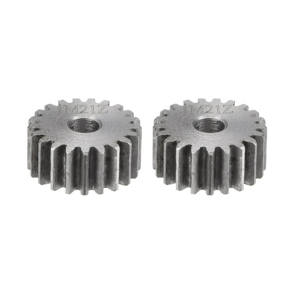 Unique Bargains Straight Spur Gear 12mm Inner Aperture 21T 1 Module 45# Steel Motor Gear, 2Pack