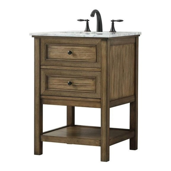 Elegant Decor Metropolis 24" Aluminum MDF Single Bathroom Vanity in Driftwood
