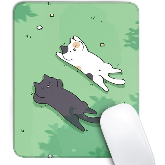 Cute Black Cat Mouse Pad,Kawaii Anime Cat Mouse Pads for Wireless Mouse Desk Accessories,10"X8" Travel Mousepad with Non-Slip Rubber Base, Stitched Edge Mouse Pads for Desk,Computers,Laptop,Office