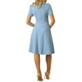 thumbnail image 3 of INSPIRE CHIC Women's Office Dresses Split Neck Short Sleeve Work A-Line Dress, 3 of 5