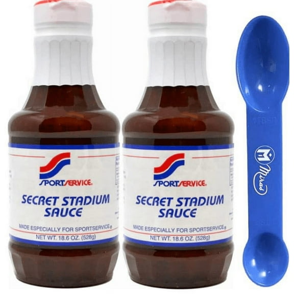 (Pack of 2) Sport Service Secret Stadium Sauce 18 oz Bottles (2in1 Miras Trademark Measuring Spoon Included)