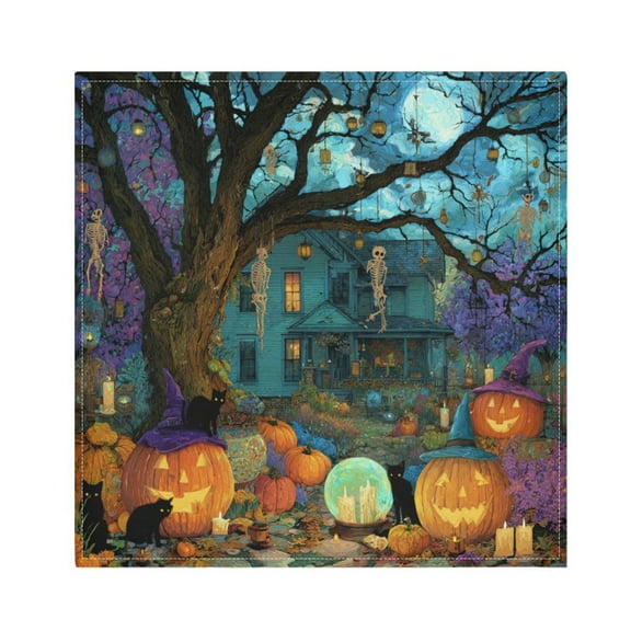 Qxltty Halloween Moonlight Napkins 20×20in Perfect for Parties Dinners Weddings Cocktail Housewarming Cloth Napkins Set of 6