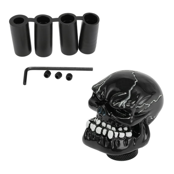 Unique Bargains 7cm Gear Shift Knob Resin Skull for Automatic and Manual Transmission Vehicle with 4 Adapter Black 1 Set