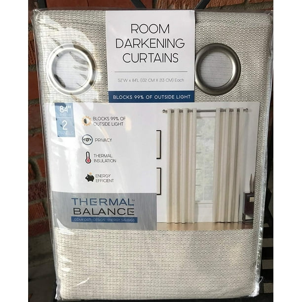 Thermal Balance Set Of 2 Ivory Sand Room Darkening Curtains 52 W X Ivory Sand Room Darkening Curtains
