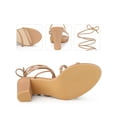 thumbnail image 2 of BLISSFUL STEP Strappy Lace Up Open Toe Block Heel Sandals for Women Nude 6.5, 2 of 6