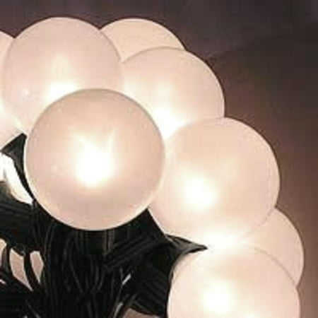 Set of 15 White Pearl G50 Globe Christmas Lights - Green Wire