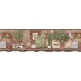 thumbnail image 2 of Kitchen Shelf Fruit Veggies Baskets Kettle Recipe Box Vintage Tan Wallpaper Border Retro Design, Roll 15' x 6.5'', 2 of 3