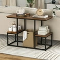 thumbnail image 4 of Costway Rustic TV Console Table for 50" TVs Industrial Sofa Table with Open Storage Shelves Rustic Brown, 4 of 11