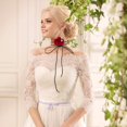 thumbnail image 3 of Guardurnaity Gargantilla de flores negras elegante y de moda para mujer Gargantilla larga gótica de terciopelo rosa para mujer Ropa, zapatos y accesorios Miscelánea Blanco, 3 of 6