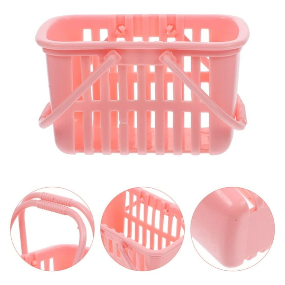 LEEYNEER 10Pcs Mini Shopping Basket for Kids Pink Plastic Simple Design Storage