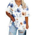 thumbnail image 4 of Women's Plus Size T Shirts Short Sleeve Top Flower Graphic Blouses V Neck Tunic Tops Baggy Summer Tee Dressy Casual Shirt Trendy 2025 Lounge Tees With Curved Hem Swing, 4 of 5
