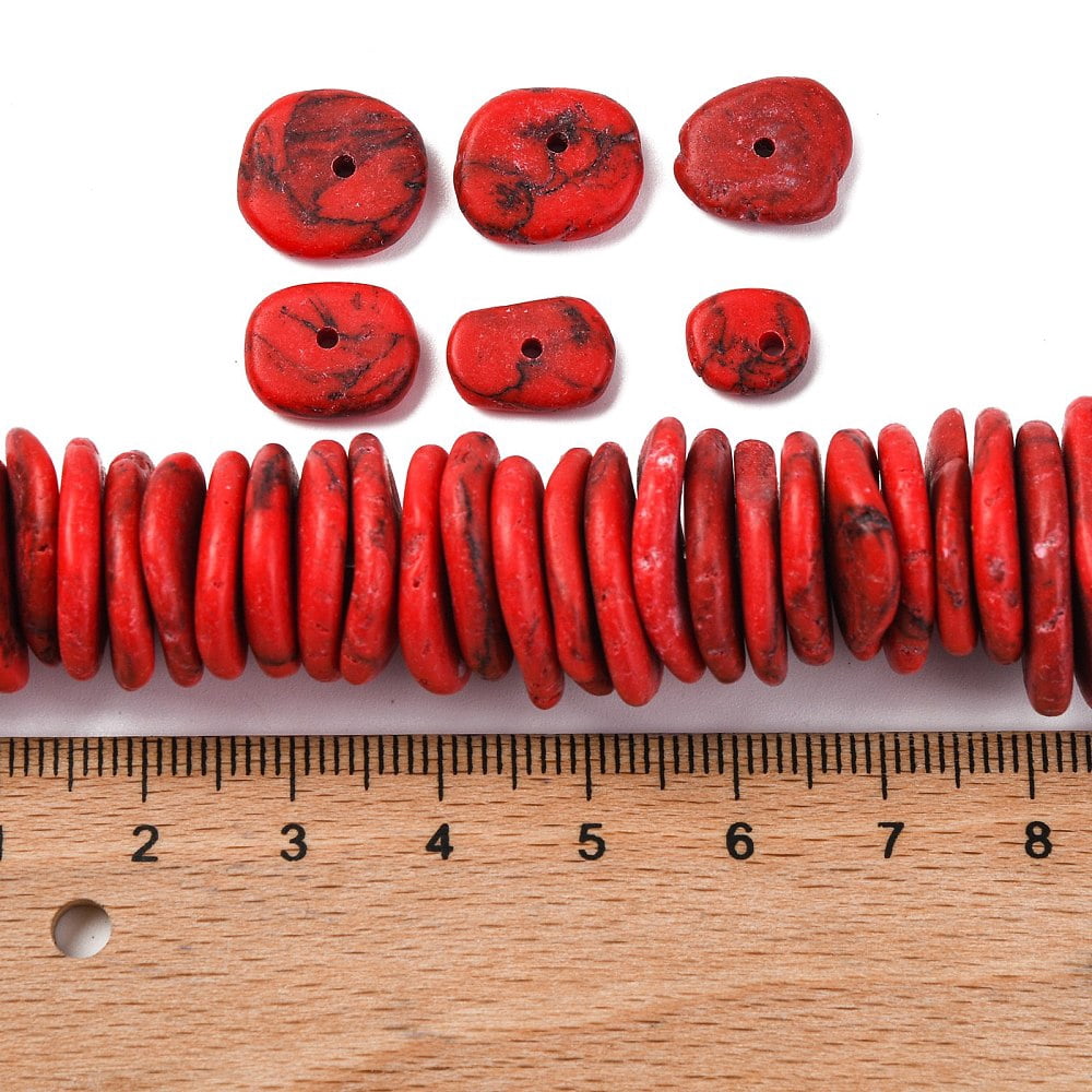 Graduated Turquoise Beads Strands Dyed Red 7-20x7-15x3-5mm Hole: 1.2mm 118-119pcs/strand 15.75-15.87in(40-40.3cm)