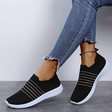 Vedolay Womens Wedge Casual Shoes Women s Comfort Loafers Wide Fit Breathable Non-Slip Platform Flat Shoes Black 8