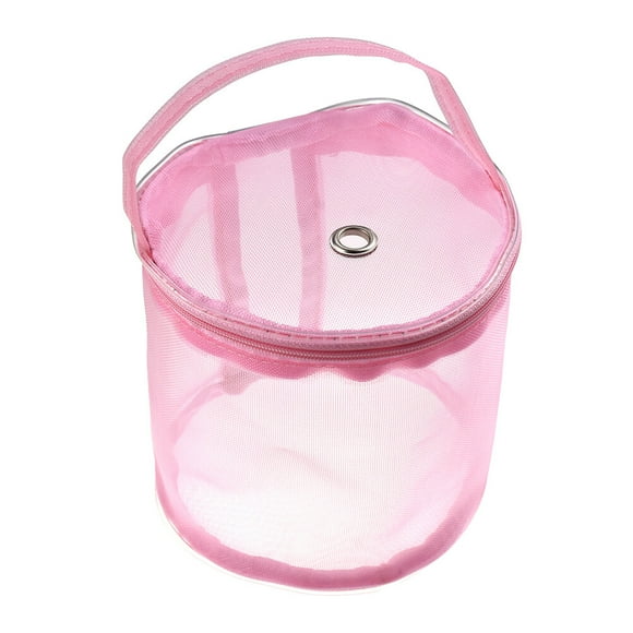 Bolsa para guardar hilo de lana y ganchillo, con asa de nailon y malla (rosa)