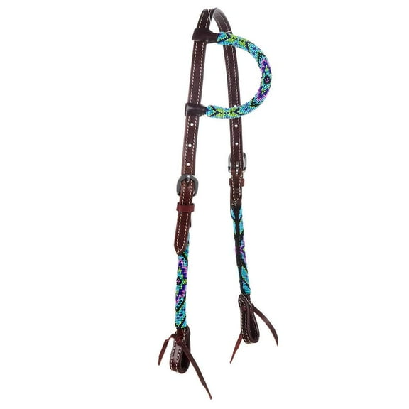 Jt International Beaded Diamond Single Ear Headstall Turquoise Horse
