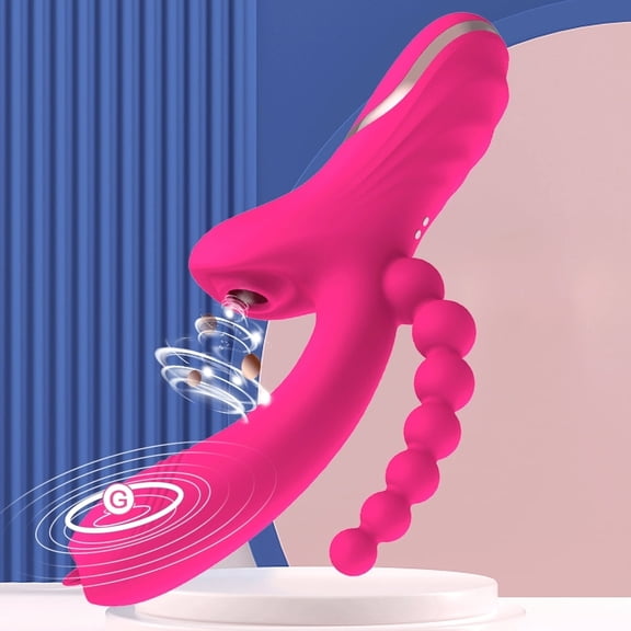 G-Spot Vibrator, XBONP Tongue Licking Vibrator, Sucking Vibrator with Anal Beads, Adult Sex Toys for Women, Rabbit Vibrator for Couples, Red