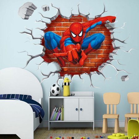 Spiderman Room Decor - Superhero Spiderman Mural Wall Decal Sticker Kids Room Decor DIY Xmas Gift