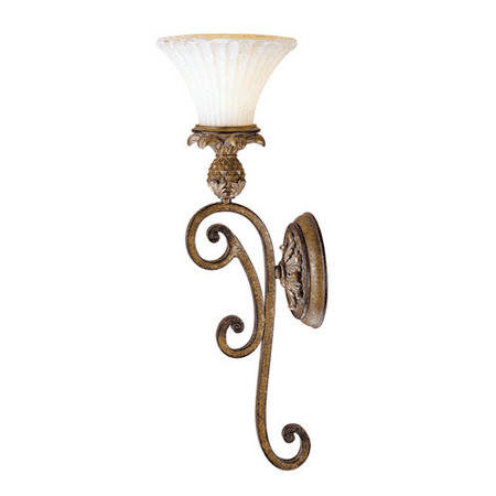 Scavo Finish (Wall Sconces 1 Light With Vintage Carved Scavo Glass Venetian Patina Finish size 7 in 100 Watts - World of)