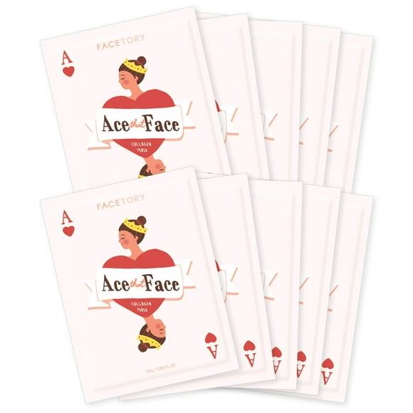 Máscara en sábana FACETORY ACE THAT FACE REAFIRMANTE COLÁGENO, paquete de 10