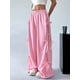 thumbnail image 5 of Pantalones Deportivos Anchos para Mujer, Cintura Elástica, Holgados e Informales con Bolsillo, para Salir. Rosa L, 5 of 9