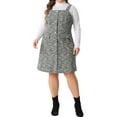 thumbnail image 2 of Plus Size Suspender Dresses for Women High Waist Tweed Single-Breasted Overall Dress 1X Black, 2 of 6