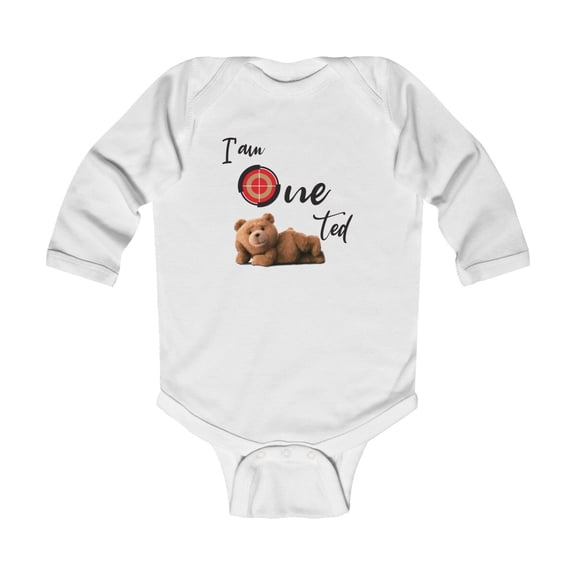 1st Birthday Cool Onesies | Long Sleeve 'I'm OneTed ' Printed Premium Unisex Kids White Romper (100% Cotton)