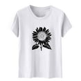 thumbnail image 5 of Womens Shirts Summer Round Neck Short Sleeve T-Shirts Casual Fashion Flowers Printed Loose Blouses Pullover Top Spring Clothing, 5 of 5