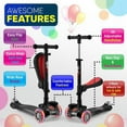 thumbnail image 2 of Hurtle 3 Wheeled Stand & Cruise Child/Toddlers Toy Folding Kick Scooters W/ Adjustable Height, 2 of 8