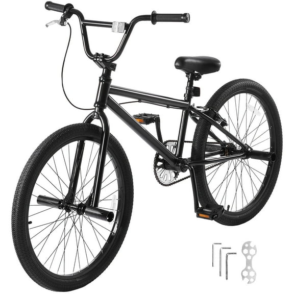 KFFKFF 24-Inch Freestyle BMX Bike, Durable Steel Frame, 4 Pegs, Suitable for Beginners to Advanced Riders, BMX Bicycle for Teens and Adults, Easy Assembly