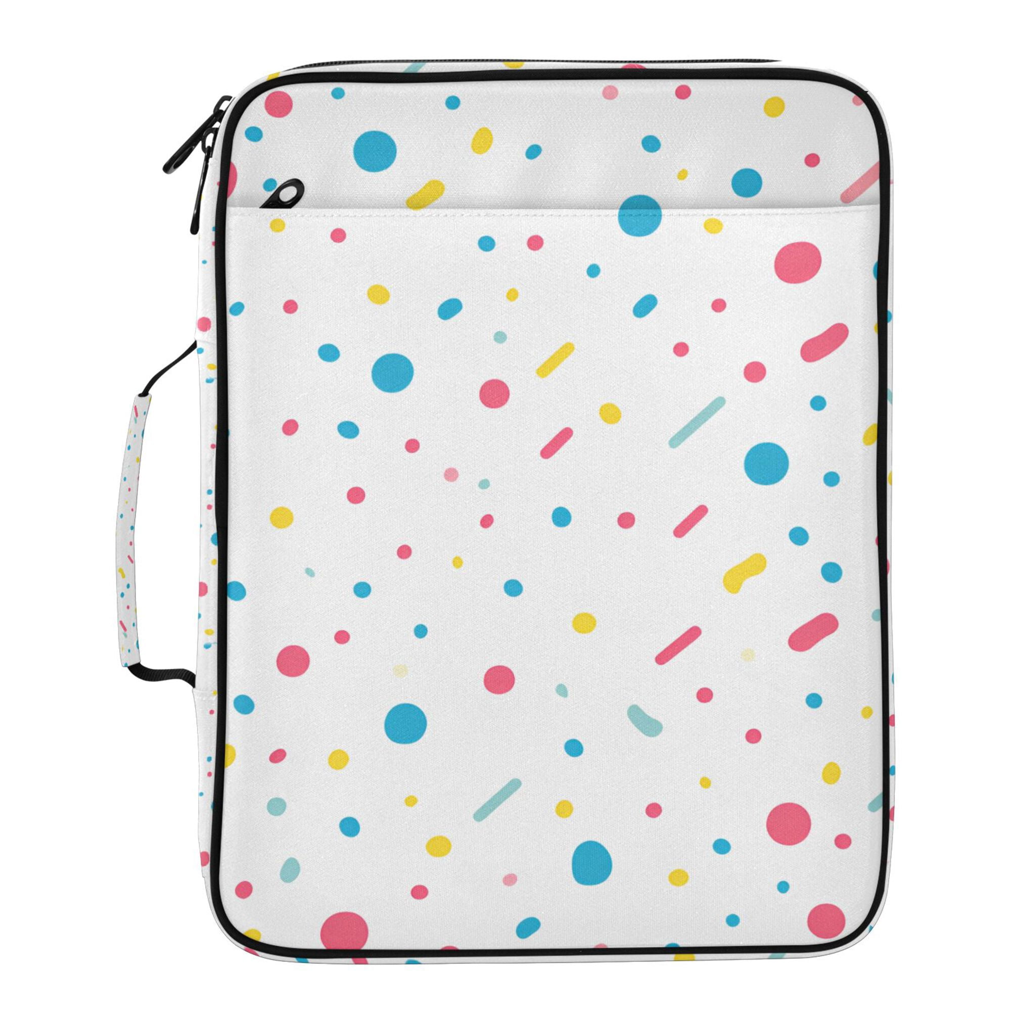 FORMRS Accordion File Folder A4 Size 7-Pocket Expanding Document Organizer Bag with 3 Ring Binder, White Retro Pattern